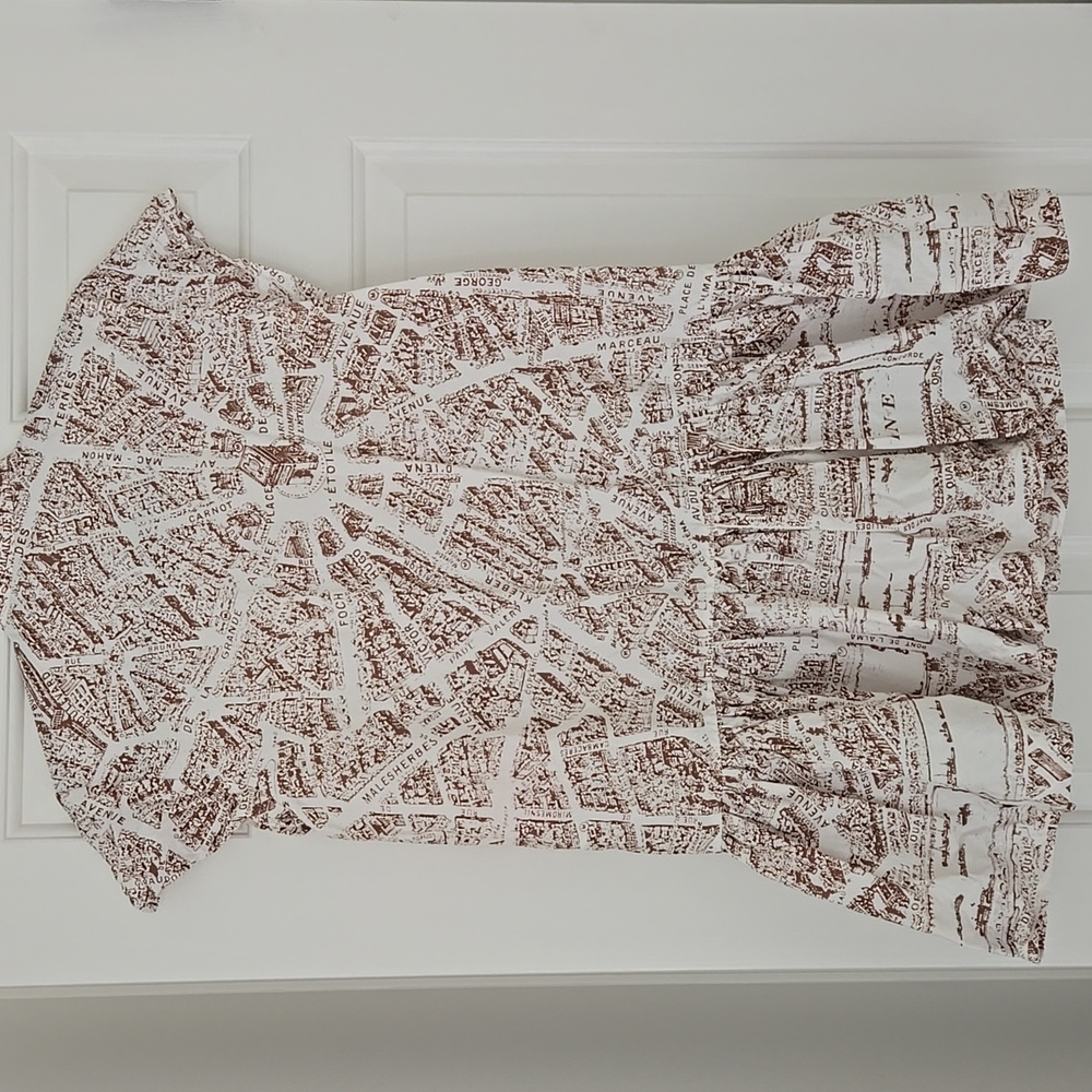 DIOR • Brown and Cream Map Print Mini Dress, Size 6 - Picture 7 of 7